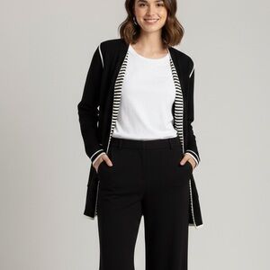Oliver Black‎ Striped Long Cardigan Sweater